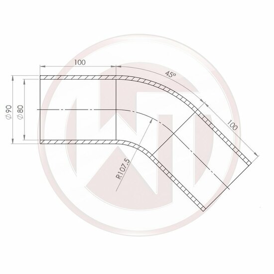 Wagner Tuning &Oslash;80mm (3,15) silicone hose 45&deg; bend black