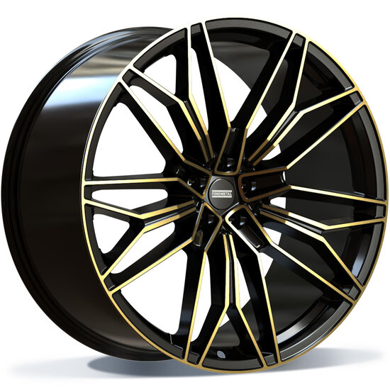 Fondmetal STC-23 - BLACK CLEARCOAT GLOSSY GOLD MACHINED - 10J x 23inch ET22 5x120 naaf 66.5