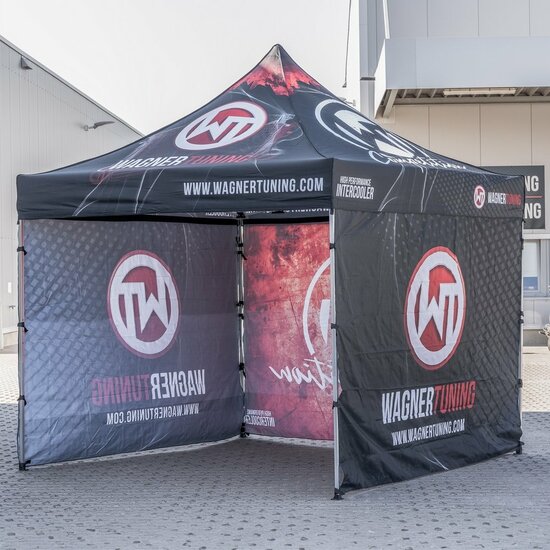 Wagner Tuning promotietent 3m x 3m - Flexibel, stijlvol en professioneel</br>Presenteer uw merk in nieuwe pracht en maximale flexibiliteit met de Wagner Tuning promotietent. Of het nu op beurzen, evenementen of promotiecampagnes is: deze tent biedt u niet