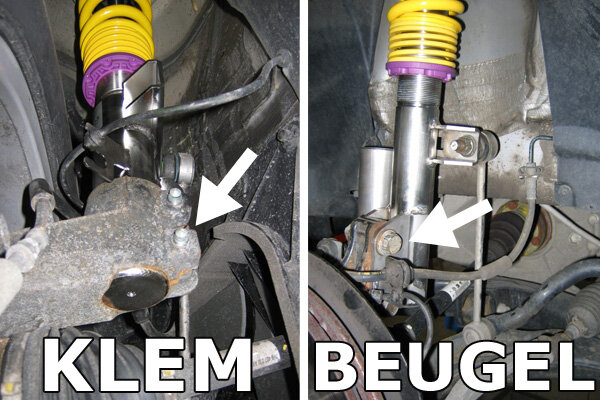 KW V1 Schroefset Volkswagen Transporter T5 2WD &amp; 4WD ook facelift -1710kg vooras last Met beugel-bevestiging op de voorpoten