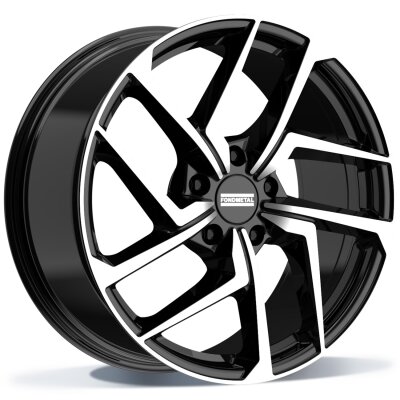 Fondmetal TAARA (FMI16) - GLOSSY BLACK MACHINED - 10J x 22inch ET21 5x112 naaf 66.5