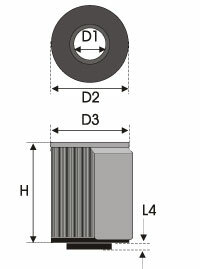 GREEN Universeel filter Cilindrisch single-cone &Oslash; 28mm flens Inox top - 62mm hoog, diameter 75mm
