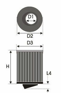 GREEN Universeel filter Cilindrisch single-cone &Oslash; 62,5mm flens Inox top - 100mm hoog, diameter 100mm