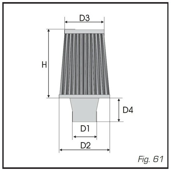 GREEN Universeel filter Conische single-cone &Oslash; 70mm flens Inox top - 150mm hoog, basis 150mm , top 120mm
