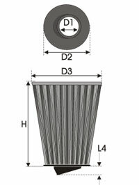 GREEN Universeel filter Conische twin-cone &Oslash; 62,5mm flens Inox top - 150mm hoog, basis 100mm , top 120mm