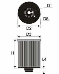 GREEN Universeel filter Carterontluchting Stalen buis Inox top - 75mm hoog, diameter 75mm