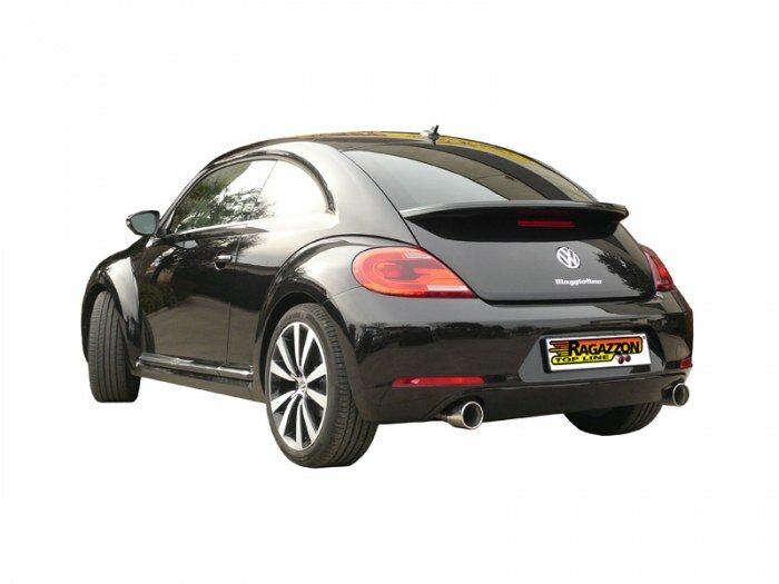 Stainless steel rear silencer left/right each with round tail pipe 102 mm - Original rear bumper modification is required or original Beetle 2.0TSI rear apron