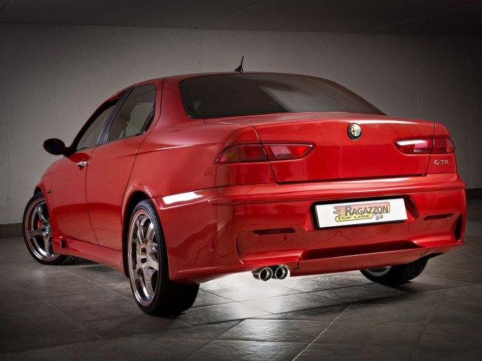 Stainless steel rear silencer with round Sport Line tail pipe 2x70 mm staggered - Oversized exhaust pipe diameter 70 mm