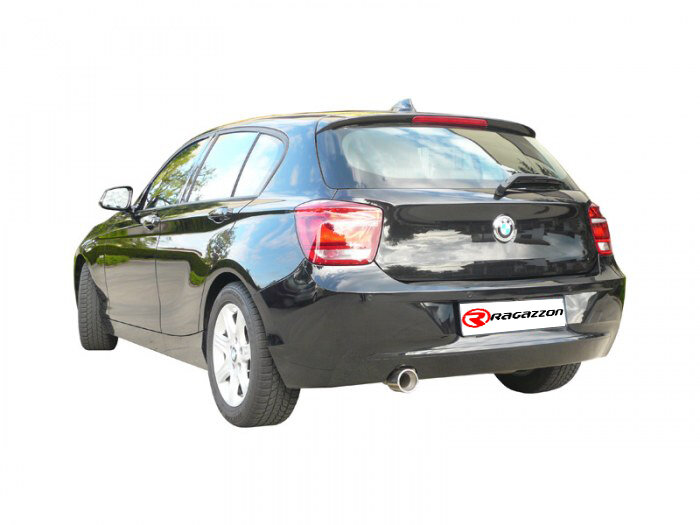 Stainless steel centre silencer + Stainless steel rear tubes left/right each with round tail pipe 90 mm&nbsp; Original rear bumper modification is required or Rieger rear apron on BMW "M-Sport" Bumper&nbsp;&nbsp; Rieger cod.Y 00088062