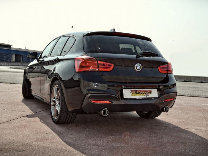 Stainless steel rear silencer left/right each with round tail pipe 90 mm&nbsp; Original rear bumper modification is required or Rieger rear apron on BMW "M-Sport" Bumper&nbsp;&nbsp; Rieger cod.Y 00088063