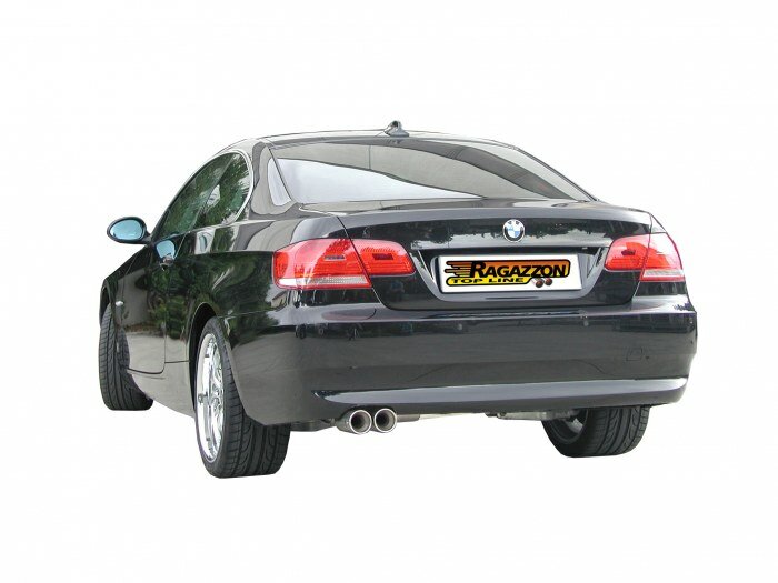 Stainless steel rear silencer with round tail pipe 2x76 mm staggered