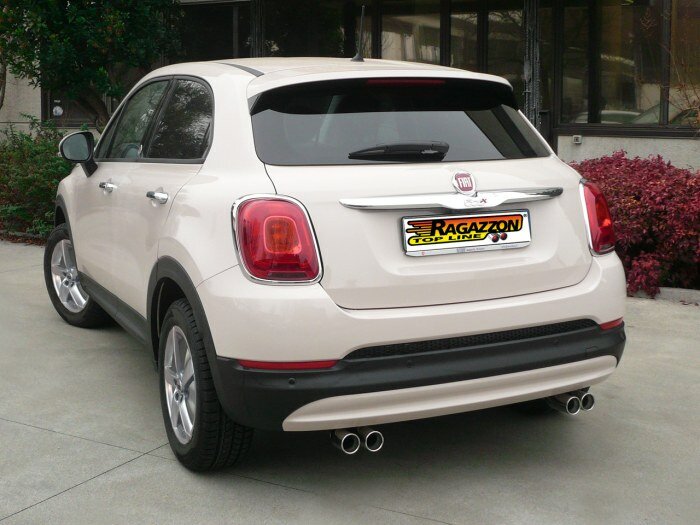 Stainless steel rear silencer left/right each with round tail pipe 2x70 mm staggered&nbsp; Fiat "Pop , Pop Star , Lounge" Bumper.&nbsp;&nbsp;