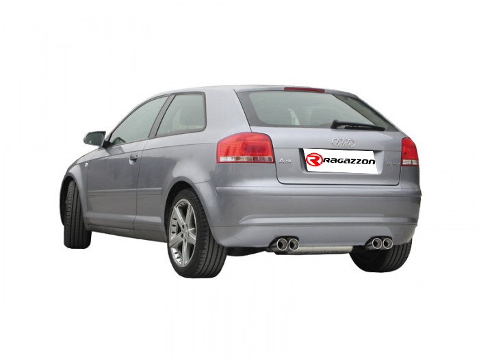 Stainless steel rear silencer with round tail pipe 2x80 mm