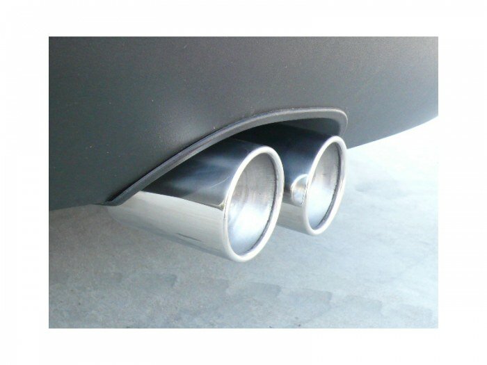 Einddemper van rvs met ronde uitlaatpijp 2x80 mm verspringend