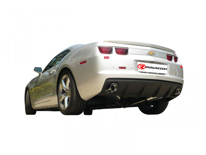 Stainless steel rear silencer left/right each with round Sport Line tail pipe 102 mm
