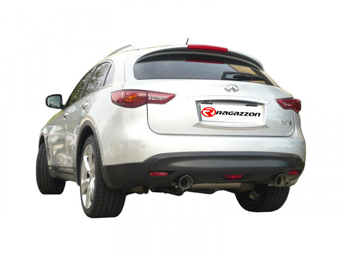 Stainless steel rear silencer left/right each with round Sport Line tail pipe 102 mm