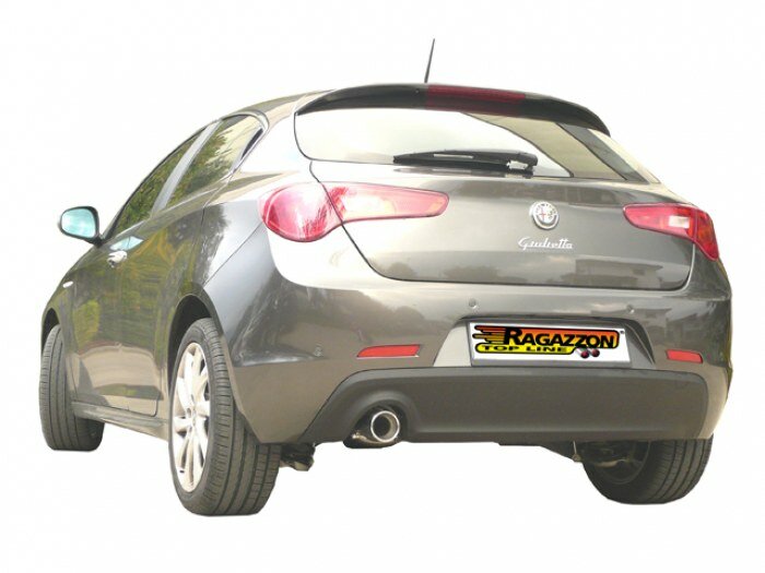 Einddemper van rvs links/rechts met ronde sport line-uitlaatpijp van 90 mm aanpassing van de originele achterbumper is vereist - past op de achterbumper van de giulietta 1750 tb