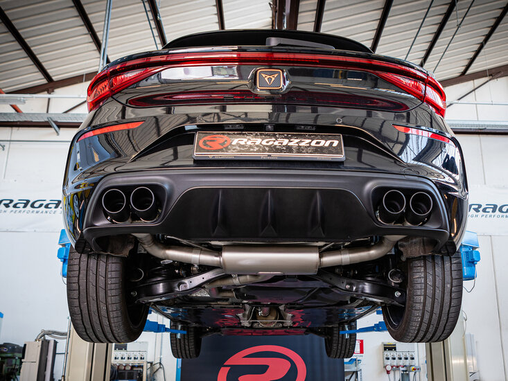 Roestvrijstalen einddemper links/rechts elk met ronde sport line zwarte uitlaatpijp 2x80 mm extra grote uitlaatpijpdiameter 70 mm