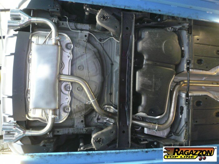 Roestvrijstalen einddemper vervanger met ronde uitlaatpijp 2x80 mm verspringend extra grote uitlaatpijpdiameter 60 mm