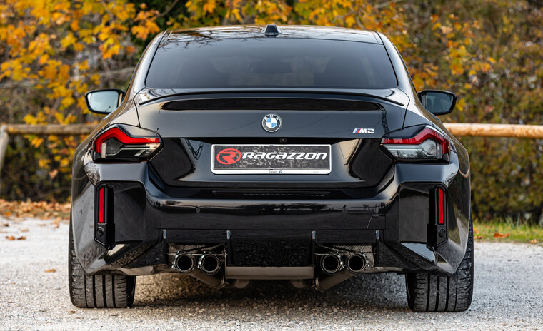 Stainless steel rear silencer left/right each with round Sport Line Black tail pipe 2 / 102 mm with integrated valves.The valves are controlled by the OEM valve motor.&nbsp;&nbsp; Oversized exhaust pipe diameter 76 mm&nbsp;