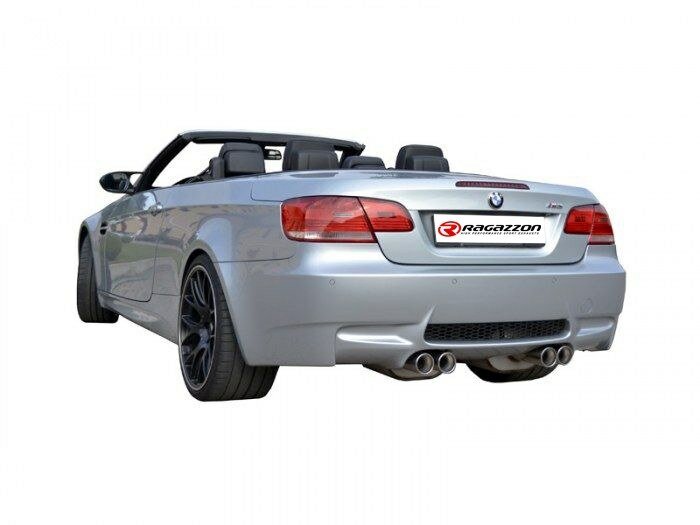 Stainless steel rear silencer left/right each with round Race Line tail pipe 2x80 mm staggered
