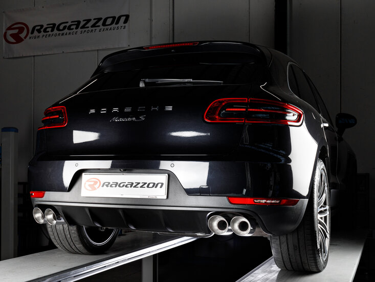 Roestvrijstalen einddemper links/rechts elk met ronde sport line-uitlaatpijp van 102 mm