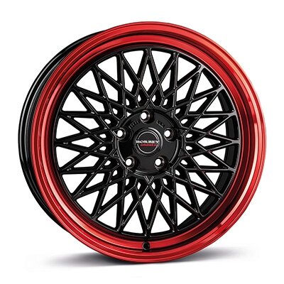 Borbet B - black rim red - 7J x 17inch ET38 4x100 naaf 64
