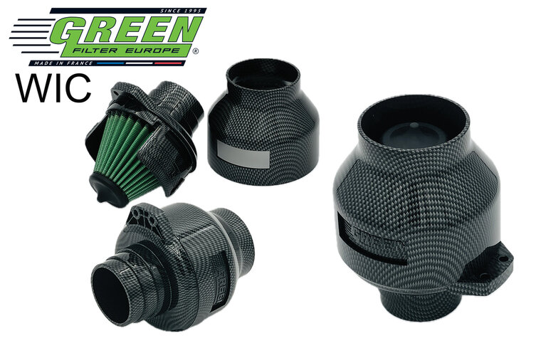 GREEN Universele Power Filter Wind Carbon 65/70/75mm aansluiting