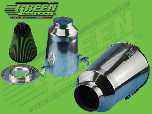 GREEN Universele Power Filter Twister Aluminium XXL hoogte 285 mm, basis 204 mm, top 100 mm