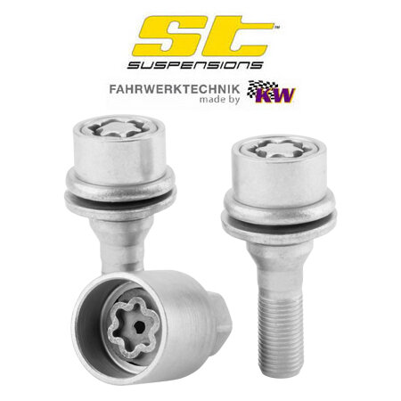 ST Velgsloten - Slotbouten M12 vlak M12x1.5 - Lengte 44mm, SW21 - 2 wielbouten + sleutel zilver - ST56120075