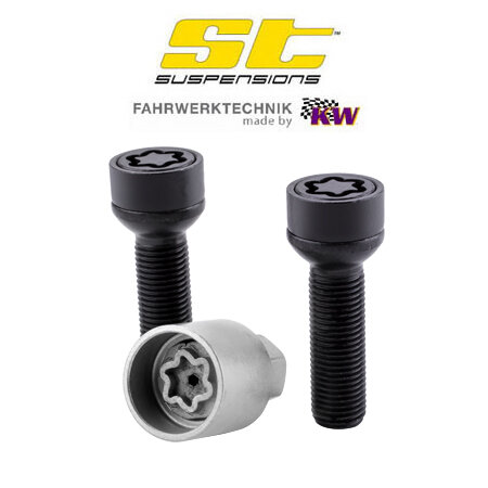 ST Velgsloten - Slotbouten M14 bol-conisch M14x1.5 R13 - Lengte 42mm, SW17 - 2 wielbouten + sleutel zwart - ST56120179