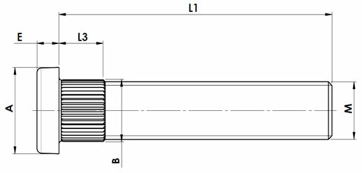 ST Persbout - 1/2 inch UNF lengte 45mm: B= &Oslash; 15,7mm, L3=10mm, A=20mm, E=5mm - 1 persbout - ST68324801