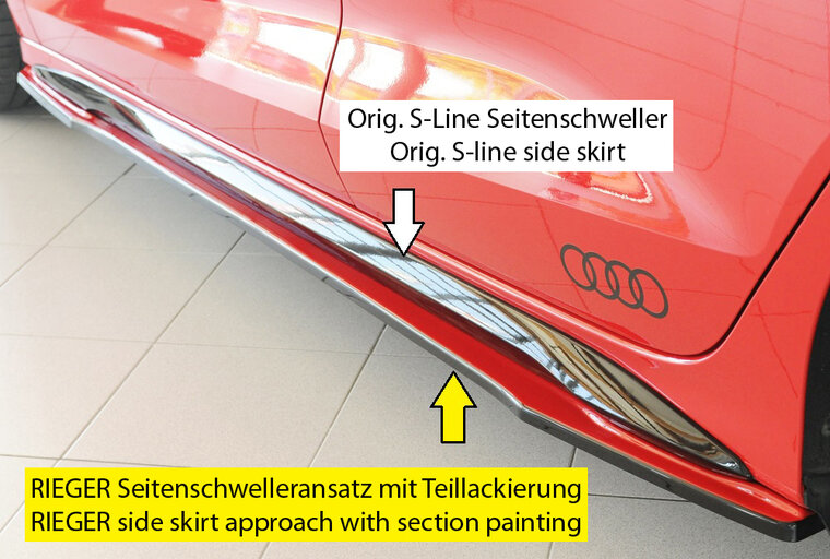 Rieger Tuning sideskirt aanzetstuk Links Audi A3 / S3 [GY]