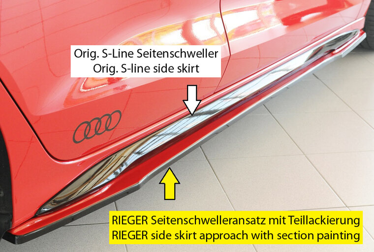 Rieger Tuning sideskirt aanzetstuk Rechts Audi A3 / S3 [GY]