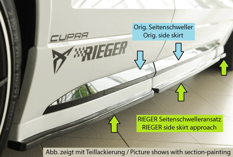 Rieger Tuning sideskirt aanzetstuk (3-delig) Links Seat Ateca FR / Cupra 5FP