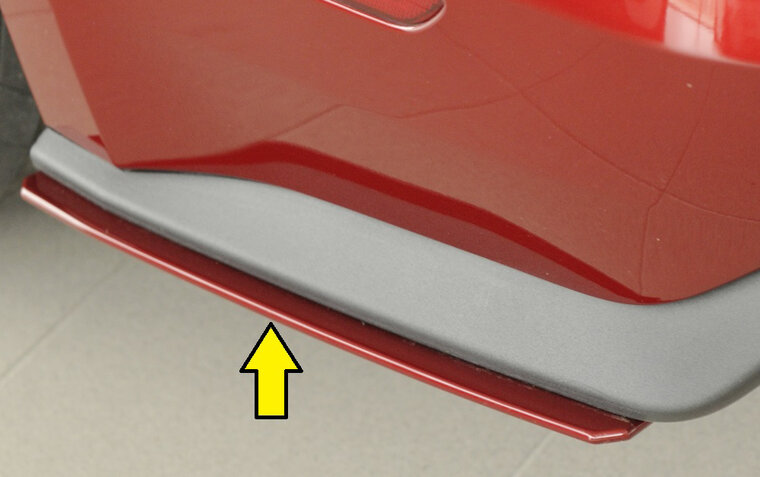 Rieger Tuning achterbumper aanpak lateraal, links Ford Mustang