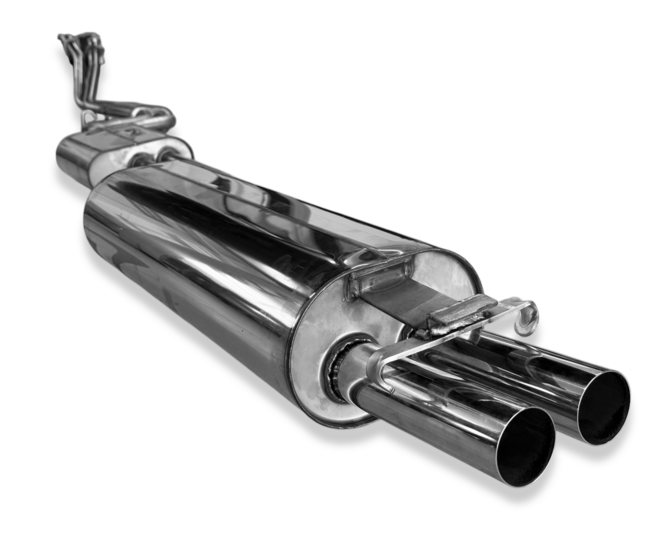Fox Sportuitlaat Mercedes W123/S123 - Compleet uitlaatsysteem voor 6-cilindermotoren, bestaande uit achterdemper, middendemper en voordemper met spruitstukbuizen - 2x55 Type 10