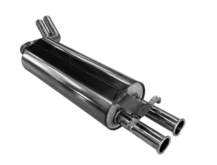 Fox Sportuitlaat Mercedes W123/S123 - 4-cilinder achterdemper - 2x50 type 12 naar buiten gerold