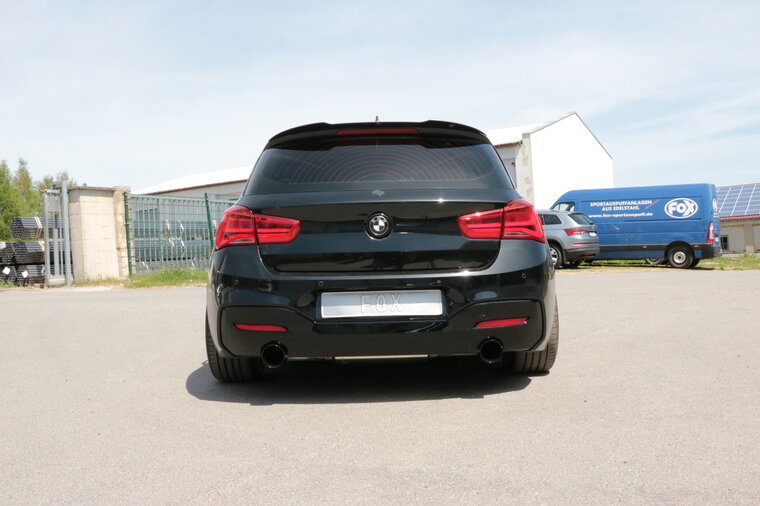 Fox Sportuitlaat BMW F20/21 - 118i met OPF dwarsgeplaatste achterdemper, rechter/linker uitlaat - 1x100 Type 25 rechts/links, zwart ge&euml;mailleerd