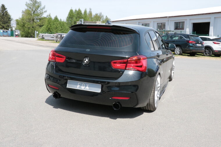 Fox Sportuitlaat BMW F20/21 - 118i met OPF dwarsgeplaatste achterdemper, rechter/linker uitlaat - 1x100 Type 25 rechts/links, zwart ge&euml;mailleerd