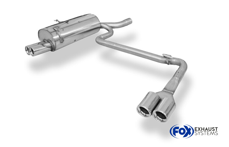Fox Sportuitlaat BMW E46 320/323/328 Achterdemper, rechter/linker uitlaat, enkelvoudige doorstroming, op originele MSD - 2x76 Type 13 rechts/links