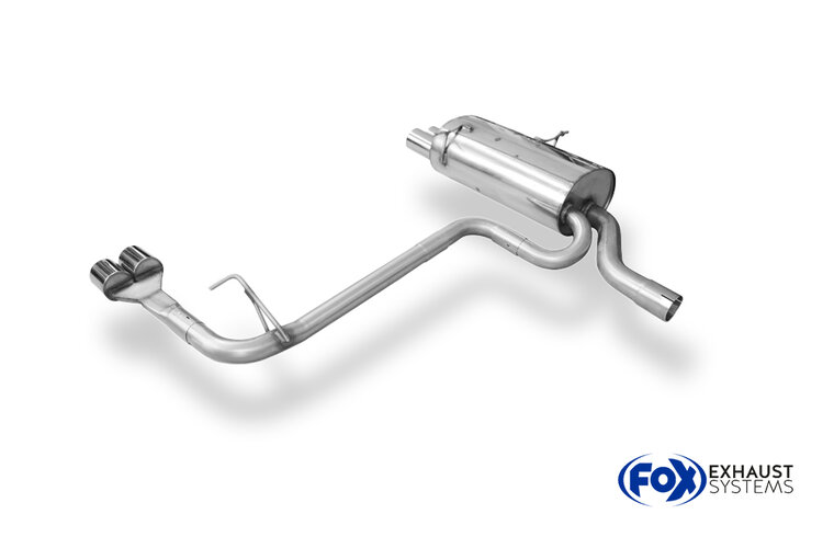 Fox Sportuitlaat BMW E46 320/323/328 Achterdemper, rechter/linker uitlaat, enkelvoudige doorstroming, op originele MSD - 2x76 Type 13 rechts/links