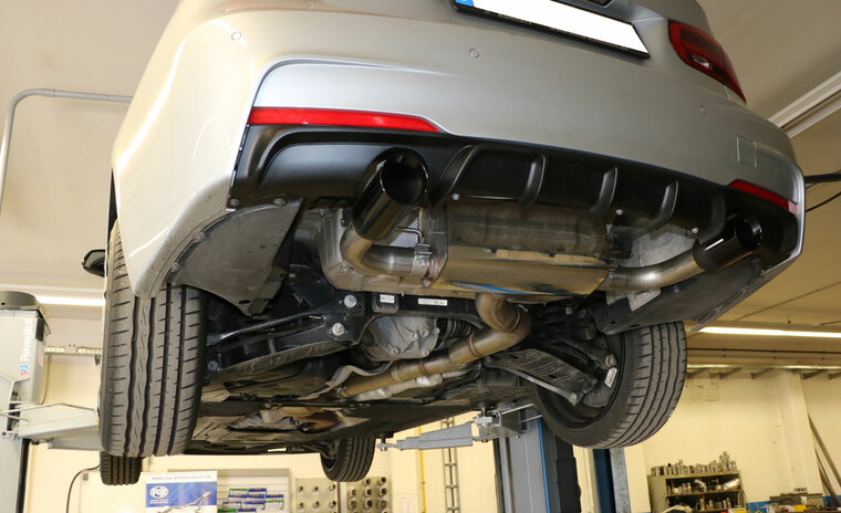 Fox Sportuitlaat BMW F30/31 - 335d Achterdemper dwarsuitgang rechts/links - 1x90 Type 25 rechts/links zwart mat keramisch gecoat