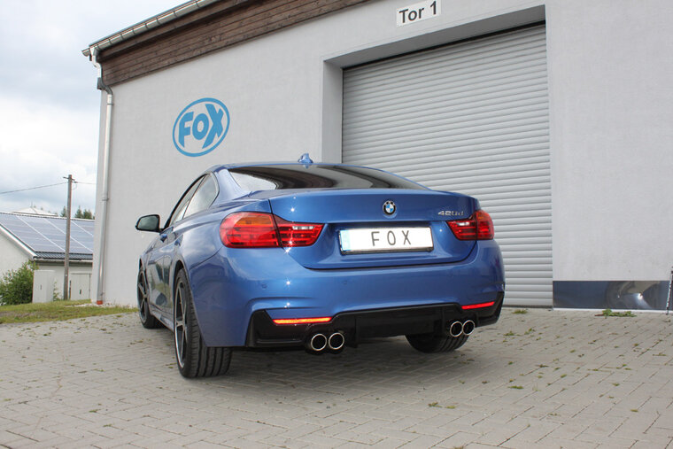 Fox Sportuitlaat BMW F32 - 420d Coup&eacute; M-pakket Achterdemper Dwarsuitlaat Rechts/Links Geschikt voor Rieger Achterbumper Inzetstuk 435i/440i Look - 2x80 Type 16 Rechts/Links
