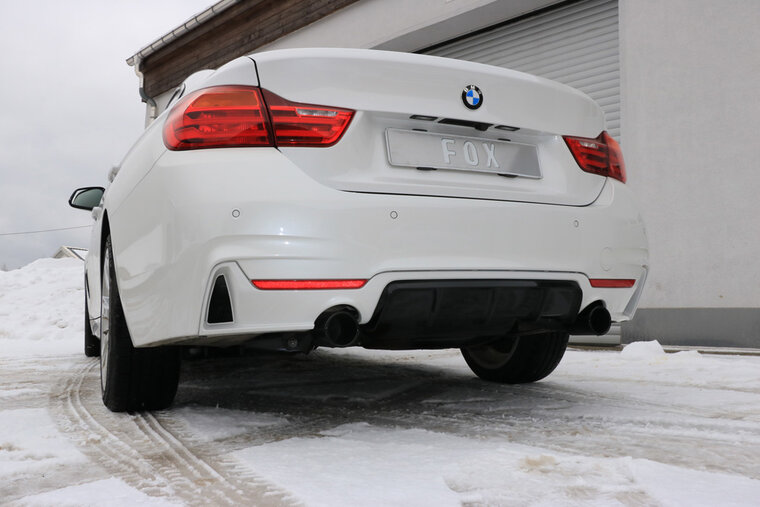 Fox Sportuitlaat BMW F36 - 428i M-pakket - Achterdemper rechts/links (pre-facelift) - 1x80 Type 12 rechts/links zwart ge&euml;mailleerd