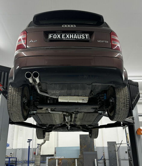 Fox Sportuitlaat Audi A2 - 1.6l half systeem vanaf katalysator - 2x80 type 16 (bestaande uit achter- en voordemper met uitlaatpijp)