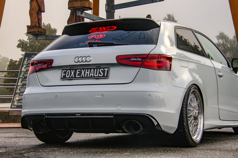 Fox Sportuitlaat Audi A3 - 8V Sportback quattro pre-facelift achterdemper, rechter/linker uitlaat - 160x130 type 38 rechts/links