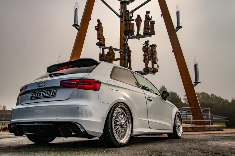 Fox Sportuitlaat Audi A3 - 8V Sportback quattro pre-facelift achterdemper, rechter/linker uitlaat - 160x130 type 38 rechts/links