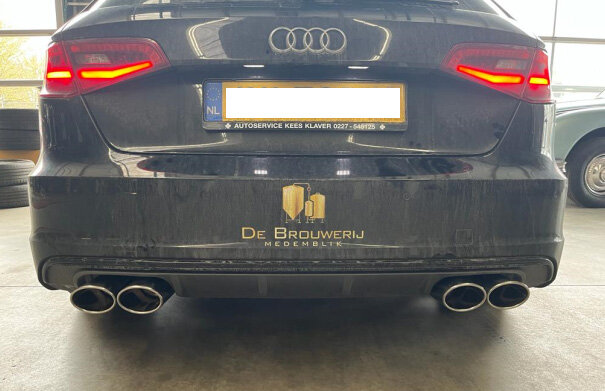 Fox Sportuitlaat Audi A3 8V Sportback E-tron achterdemper rechts/links - 2x115x85 Type 32 rechts/links. Geschikt voor S3-bumper.