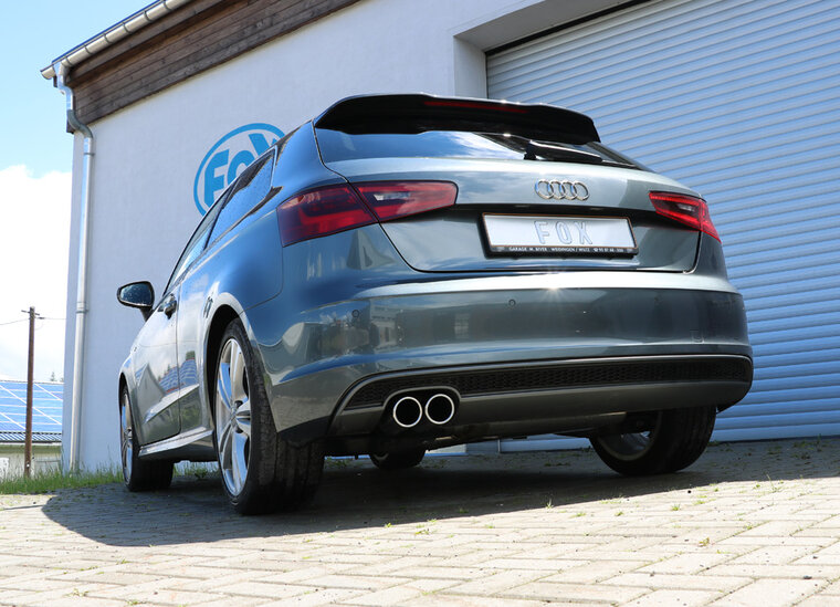 Fox Sportuitlaat Audi A3 - 8V 3-deurs - S-Line achterdemper, enkelzijdig - 2x80 Type 16